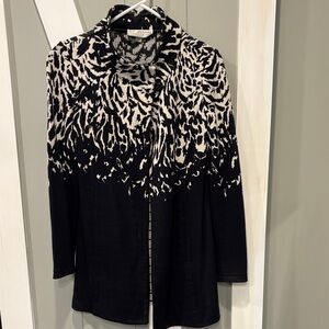 St. John Black and Cream Patterned Blazer